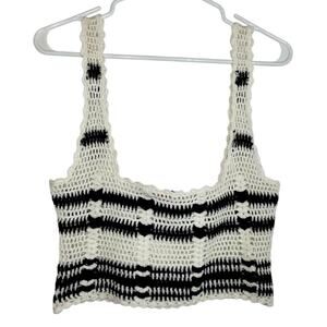 Y2K Free People Beach Women's Crochet Cropped Tank Top Small See Measurements